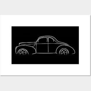 front/profile - 1940 Ford Deluxe - stencil, white Posters and Art